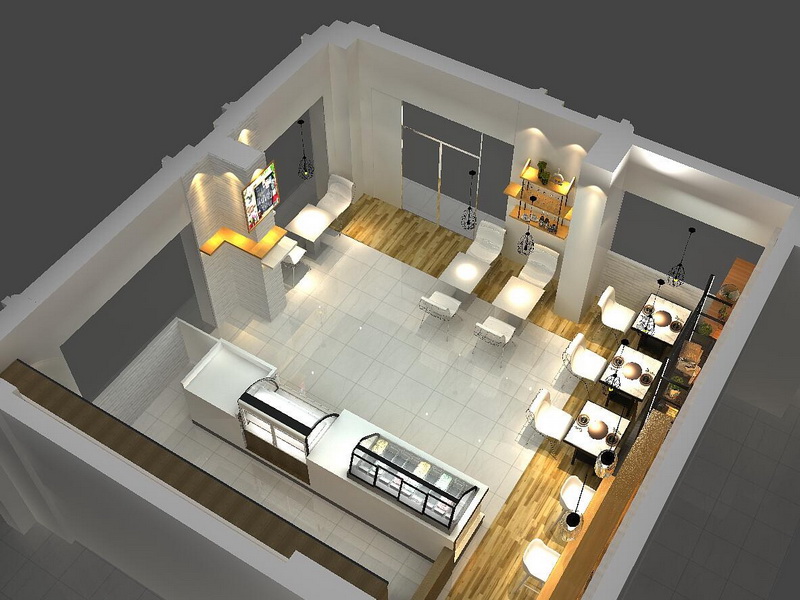 Cafe Shop Interior Design  OY-CSD009