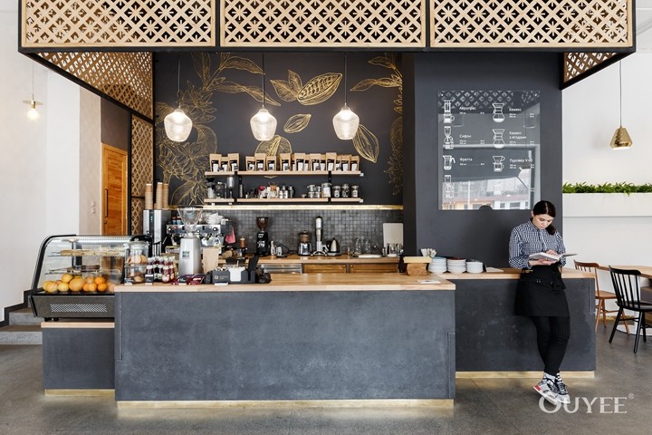 Download Modern Coffee Shop Interior Design Has Touches Of Gold ...