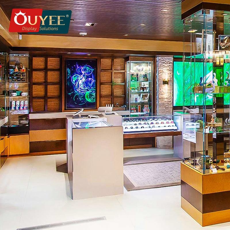 Luxury Smoke Shop Design Wholesale Vape Stand Tobacco Display Cases With Hookah Furniture