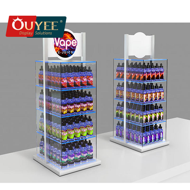 Customize E-Juice Bottles Display Showcase Lighting Vape Shop Table Display Stand Tobacco Shop Vape Pen Showcase