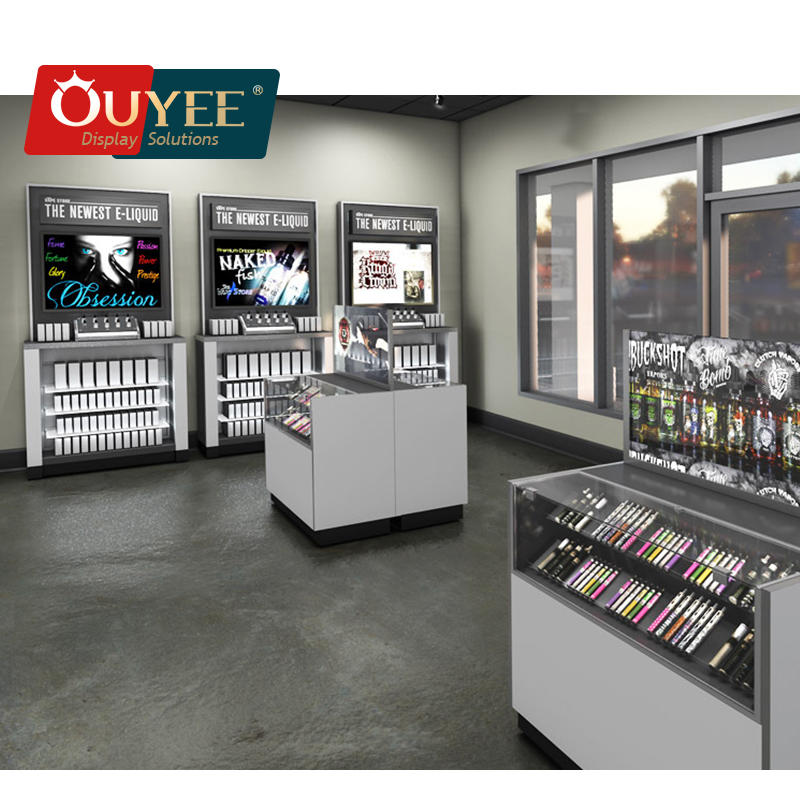 Hot Selling Smoke Shop Showcase Fantastic Electronic Cigarette Store Design With Customized Cabinet For Cigarettes